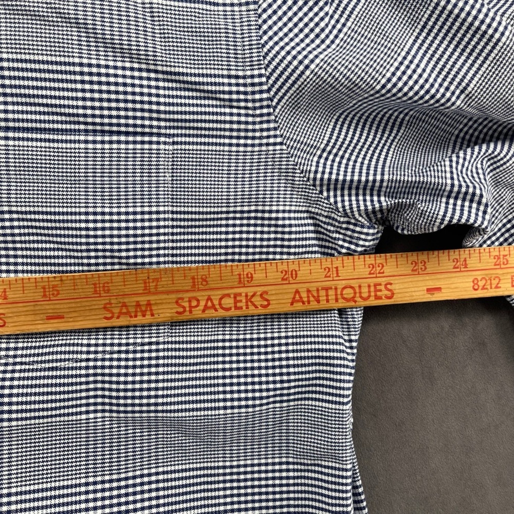 Brooks Brothers Red Fleece Mens Navy Blue White Micro Check Button Down Shirt L - Picture 6 of 8